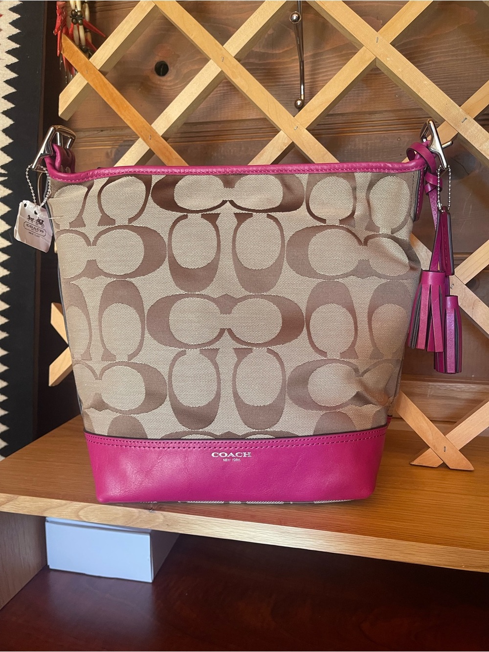 NWT Authentic Coach New York Shoulder Bag/ Slouchy Hobo /Bucket Bag / Magenta - Picture 11 of 16